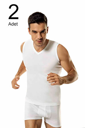 2'li Paket V Yaka 0 Kol Erkek Fanila