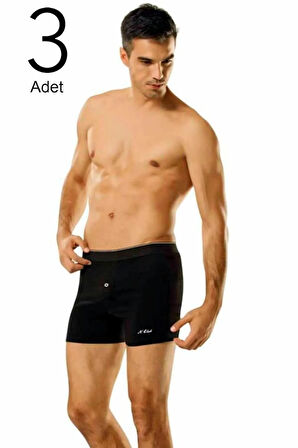 3'lü Paket Düğmeli Erkek Boxer
