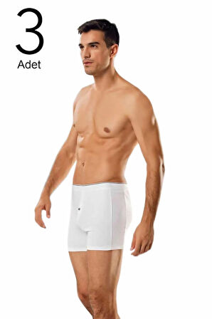 3'lü Paket Düğmeli Erkek Boxer