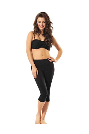 Kadın Tayt Elastan Kapri  Siyah Sm