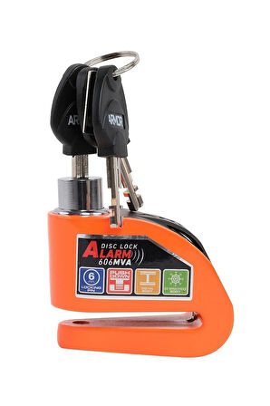 Armor 606MVA 6 Mm Uyumlu 120 Desibel Motosiklet Alarmlı Disk Kilidi Kesilmez Çelik
