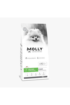 Molly Kuzulu ve Yabanmersinli Mini Irk Yavru Köpek Maması 2 kg