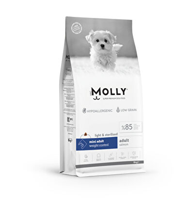 Molly Hipoalerjenik Düşük Tahıllı Somonlu Kısırlaştırılmış Küçük Irk Köpek Maması 8 Kg