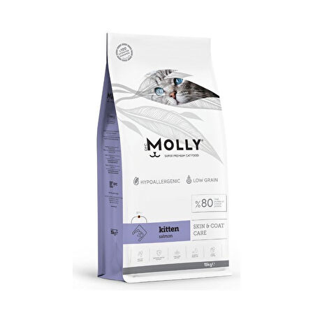 Molly Düşük Tahıllı Hypoallergenic Somonlu Yavru Kedi Maması 15 Kg
