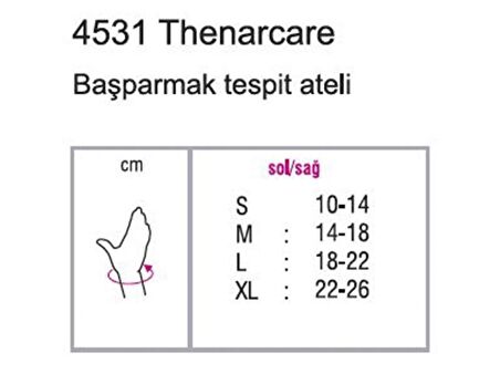 Orthocare 4531/MEDIUM SOL Başparmak Tespit Ateli Bandajı El Başparmak Destek