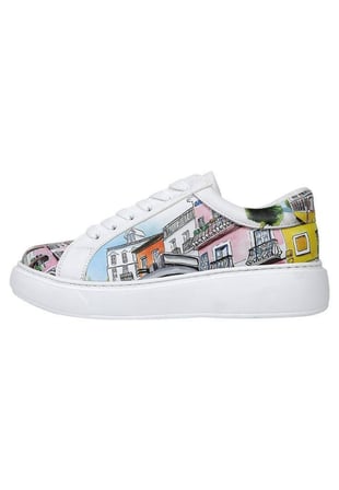 Kadın Vegan Deri Beyaz Sneakers - Lisboa Tasarım