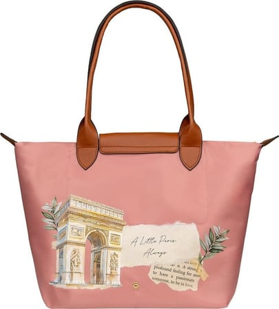 Kadın Vegan Pembe Large El Çantası - A Little Paris Always Tasarım
