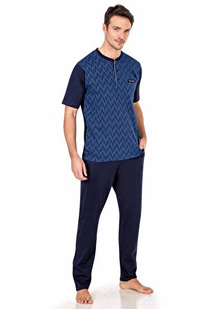 Pamuklu Jakarlı 3'lü Kısakol Erkek Pijama Takımı