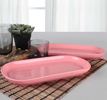 Keramika Noyan 30 cm Kayık Tabak Pembe 