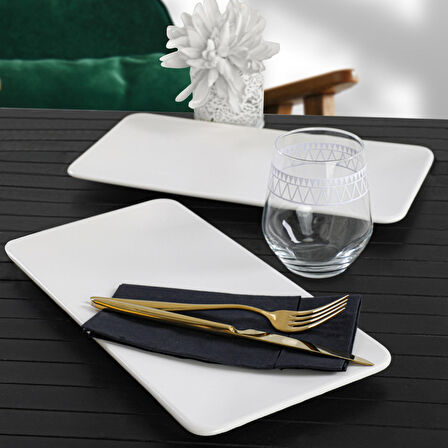 Keramika Mat Beyaz Siera Kayık Tabak 33 Cm 2 Adet