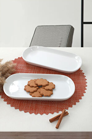 Keramika Beyaz Noyan Kayık Tabak 2 Adet 28 Cm