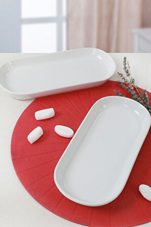 Keramika Beyaz Noyan Kayık Tabak 2 Adet 28 Cm