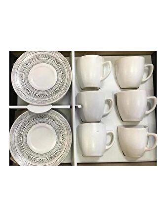 Keramika 5747 Beyaz Kahve Fincan Takımı 6 Lı