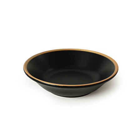 Keramika Mat Siyah Gold File Hitit Yemek Tabağı 18 Cm 6 Adet - 956