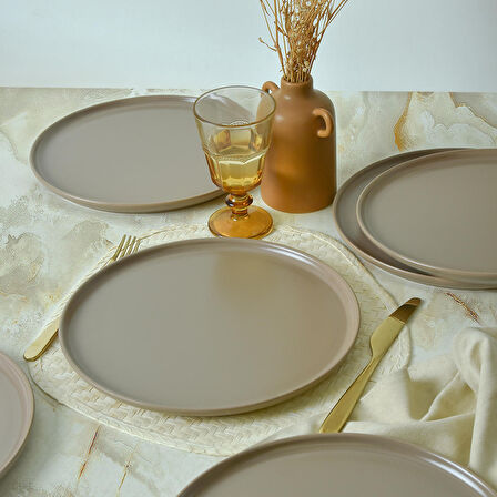 Keramika Mat Toprak Taupe Nordic Servis Tabağı 28 cm 6 Adet 977