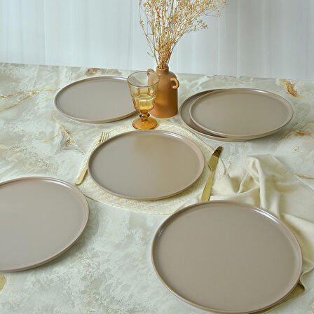 Keramika Mat Toprak Taupe Nordic Servis Tabağı 28 cm 6 Adet 977