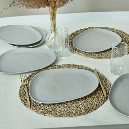 Keramika Mat Gri Tetra Servis Tabağı 30 Cm 6 Adet 995