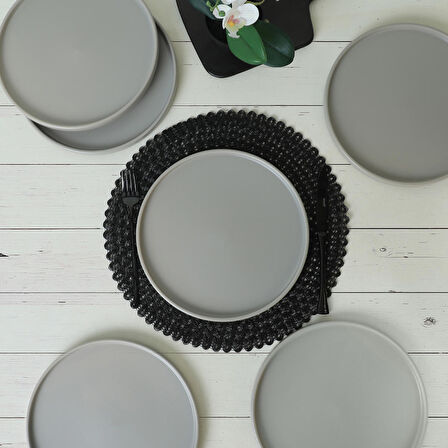Keramika Mat Gri Stackable Servis Tabağı 27 Cm 6 Adet 995