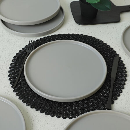 Keramika Mat Gri Stackable Servis Tabağı 27 Cm 6 Adet 995