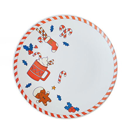 Keramika New Year Sevimli Noel Servis Tabağı 26 Cm 21655