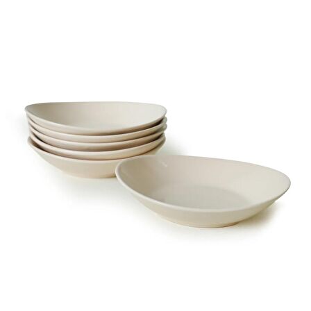 Keramika Krem Stella Yemek Tabağı 22 Cm 6 Adet 030