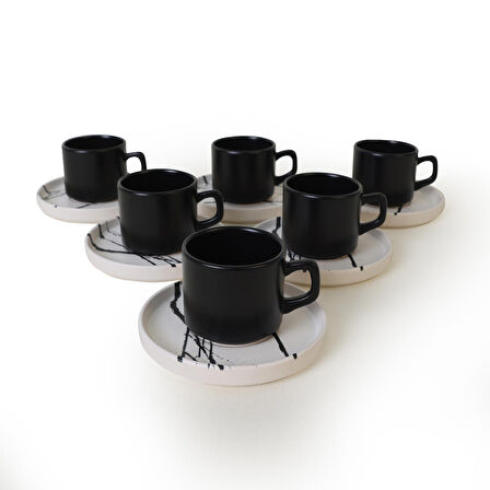 Keramika Mermer Stackable Çay Takımı 12 Parça 6 Kişilik 17951