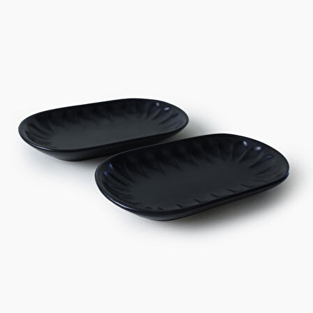 Keramika Mat Siyah Badem Kayık Tabak 22 Cm 2 Adet 956