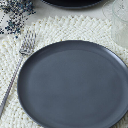 Keramika Mat Gri Sardes Pasta Tabağı 22 Cm 6 Adet 959