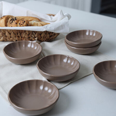 Keramika Mat Toprak Taupe Sirius Çerezlik / Sosluk 12 Cm 6 Adet 977