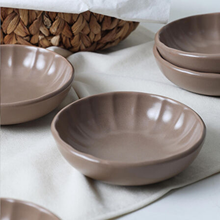 Keramika Mat Toprak Taupe Sirius Çerezlik / Sosluk 12 Cm 6 Adet 977