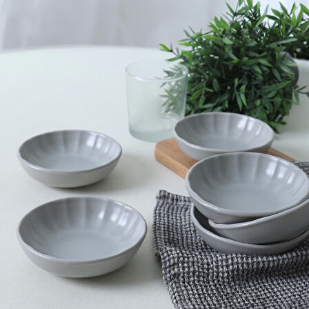 Keramika Mat Gri Sirius Çerezlik / Sosluk 12 Cm 6 Adet 995