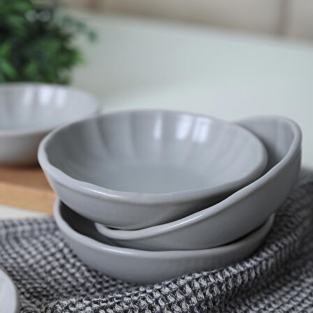 Keramika Mat Gri Sirius Çerezlik / Sosluk 12 Cm 6 Adet 995