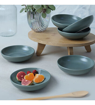 Keramika Mat Yeşil Halka Çerezlik/Sosluk 13 Cm 6 Adet 322