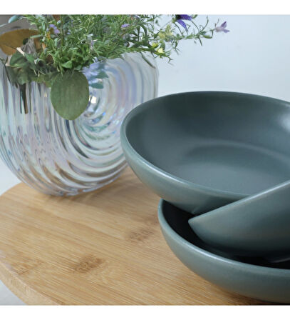 Keramika Mat Yeşil Halka Çerezlik/Sosluk 13 Cm 6 Adet 322