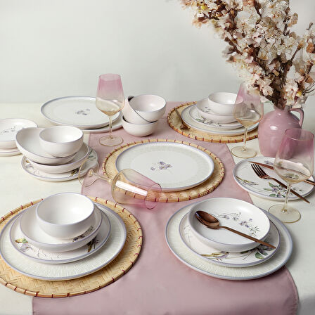 Keramika Purple Bloom Nordıc Yemek Takımı 24 Parça 6 Kişilik 22431-32
