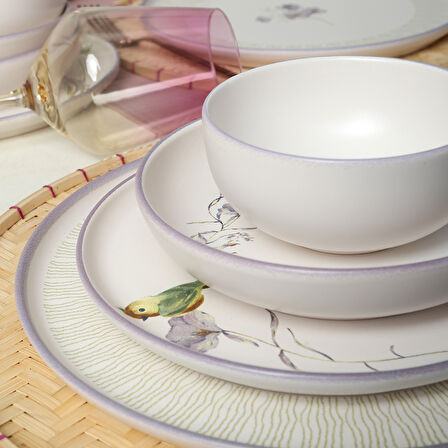 Keramika Purple Bloom Nordıc Yemek Takımı 24 Parça 6 Kişilik 22431-32