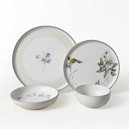 Keramika Purple Bloom Nordıc Yemek Takımı 24 Parça 6 Kişilik 22431-32