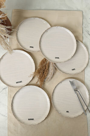Keramika Deep Collection Mottolu Pasta Tabağı 22 Cm 6 Adet 22650-55