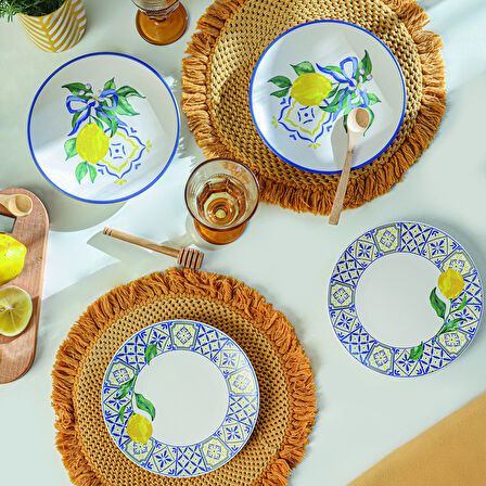 Yok-X00021922 Keramika Lemon Bliss Ege Pasta Tabağı 20 Cm 4 Parça 22089-92
