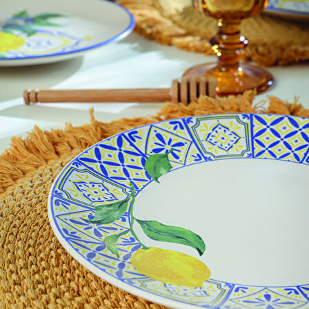 Yok-X00021922 Keramika Lemon Bliss Ege Pasta Tabağı 20 Cm 4 Parça 22089-92