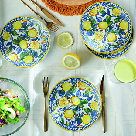 Keramika Lemon Glow Ege Pasta Tabağı 20 Cm 4 Parça