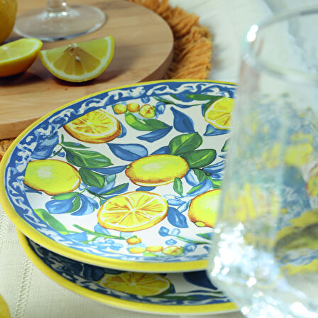 Keramika Lemon Glow Ege Pasta Tabağı 20 Cm 4 Parça