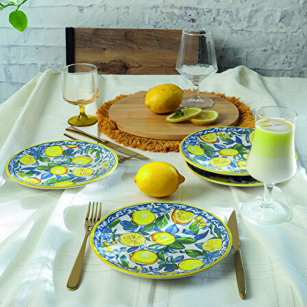 Keramika Lemon Glow Ege Pasta Tabağı 20 Cm 4 Parça