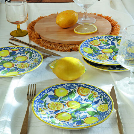Keramika Lemon Glow Ege Pasta Tabağı 20 Cm 4 Parça