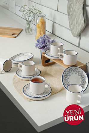 Keramika Keramika Floral Waves Stackable Çay Takımı 12 Parça 6 Kişilik 22669-71