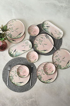 Keramika Pink Woods Kahvaltı Takımı 12 Parça 6 Kişilik 22639-41