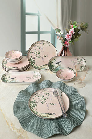 Keramika Pink Woods Kahvaltı Takımı 12 Parça 6 Kişilik 22639-41