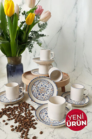 Keramika Sapphire Nordic Kahve Takımı 12 Parça 6 Kişilik 22743-44