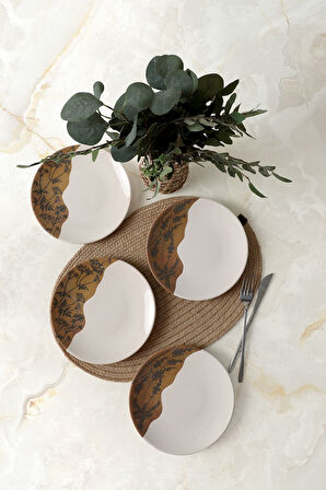 Keramika Terra Leaf Ege Pasta Tabağı 20 Cm 4 Adet 22878-79