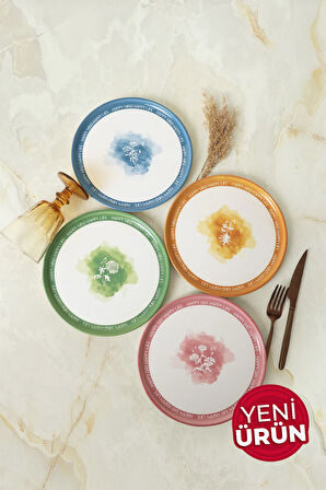 Keramika Flowers Mottolu Nordic Pasta Tabağı 22 Cm 4 Adet 22804-05